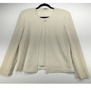 Pablo Collection Cream Knit Twin Set Cardigan Shell Textured Ivory Made in USA M